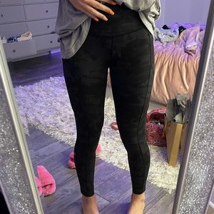 Black Camo Print Lululemon Fast And Free Leggings